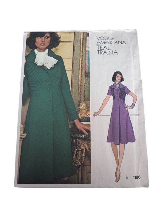 Vogue Other - Vogue Americana Sewing Pattern 1186 Teal Traina Coat Dress 1970s A-Line Size 10